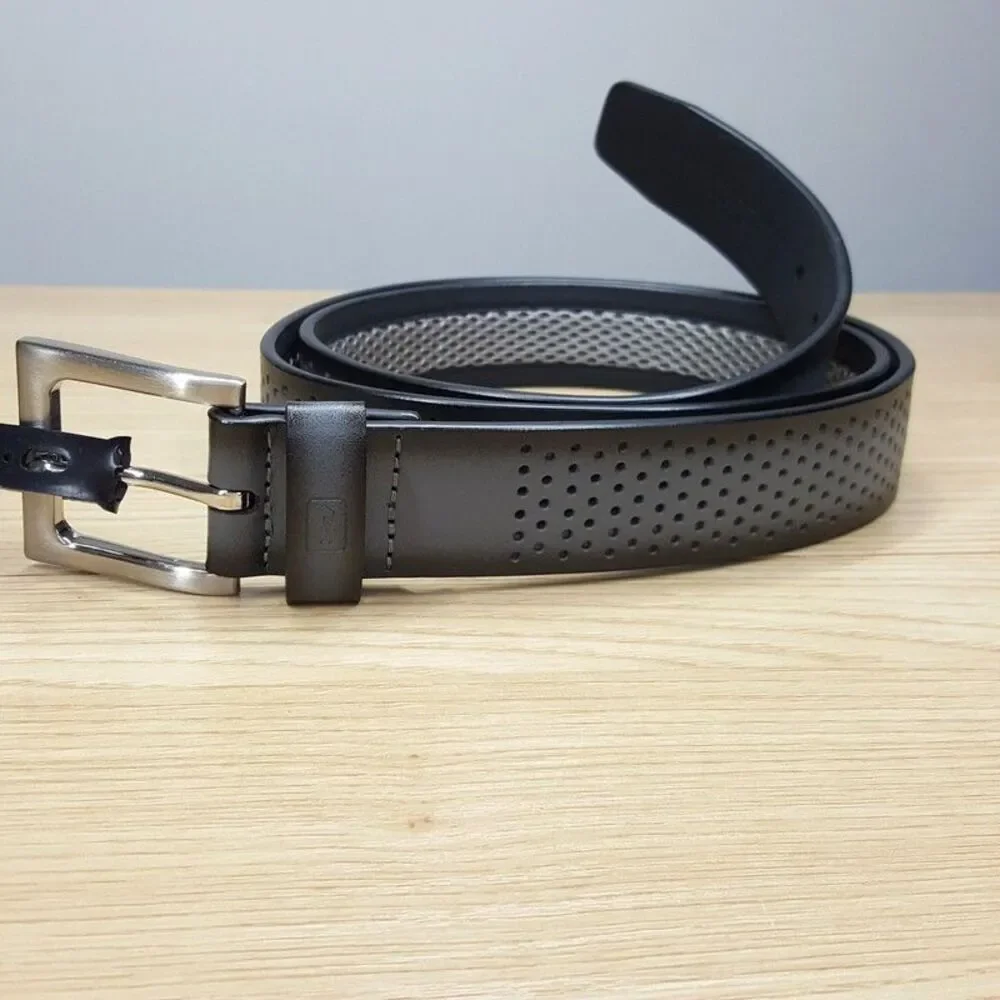 PGA TOUR Belt Mens Size 30 Grey Perforated Ventilated Padded Strap Cushioned